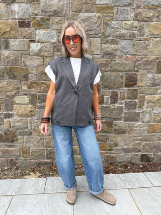 Remy Sleeveless Waistcoat - Dark Grey