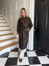 PRE ORDER Willow Long Faux Leather Trench Coat - Chocolate