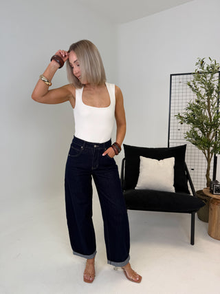Freya Balloon Jeans - Dark Denim