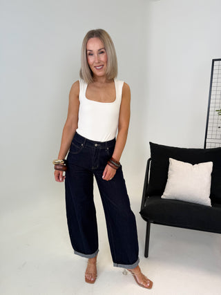 Freya Balloon Jeans - Dark Denim