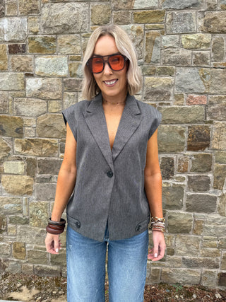 Remy Sleeveless Waistcoat - Dark Grey