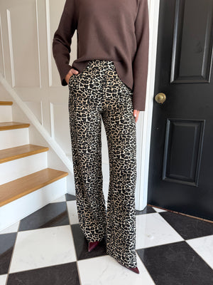 Alba Wide Leg Pants - Leopard