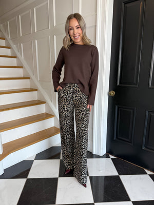 Alba Wide Leg Pants - Leopard