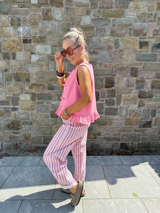 Una Knotted Frill Waistcoat - Pink