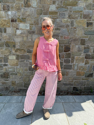 Una Knotted Frill Waistcoat - Pink