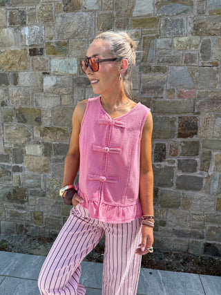 Una Knotted Frill Waistcoat - Pink