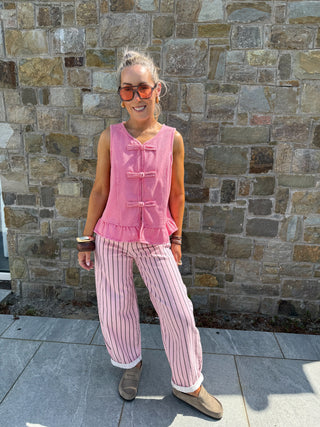 Una Knotted Frill Waistcoat - Pink