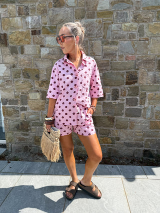 Rio Polka Dot Shirt - Pink/Burgundy