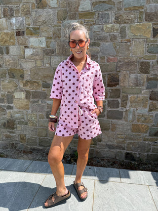 Kay Polka Dot Shorts - Pink/Burgundy
