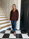 Tori Collarless Balloon Sleeve Blazer - Burgundy