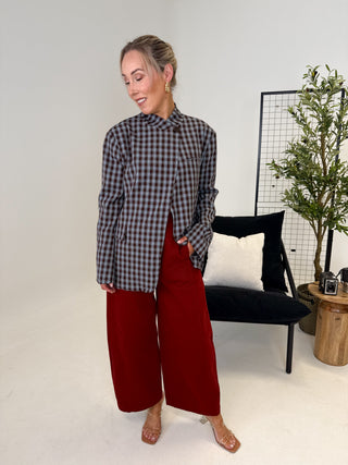 Zoe Barrel Leg Chino - Rouge