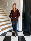 Tori Collarless Balloon Sleeve Blazer - Burgundy