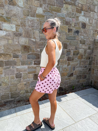 Kay Polka Dot Shorts - Pink/Burgundy