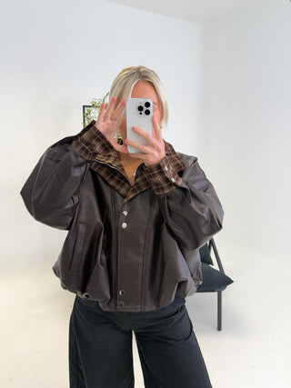 Leon Faux Leather Jacket - Chocolate
