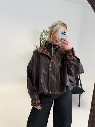 Leon Faux Leather Jacket - Chocolate