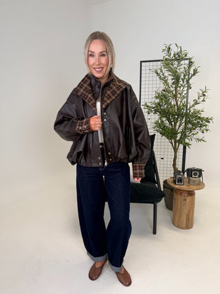 Leon Faux Leather Jacket - Chocolate