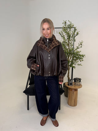 Leon Faux Leather Jacket - Chocolate