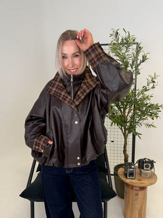 Leon Faux Leather Jacket - Chocolate