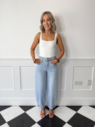 Freya Balloon Jeans - Light Blue Denim