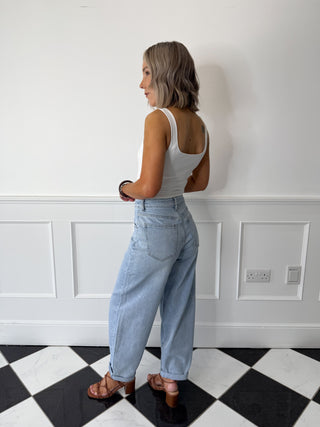 Freya Balloon Jeans - Light Blue Denim