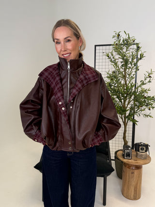 Leon Faux Leather Jacket - Wine Red