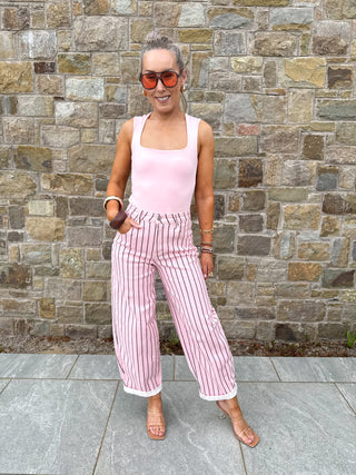 Freya Balloon Jeans - Pink/Brown Stripe