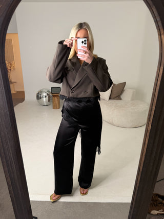 Stina Skirt Detail Trousers - Black