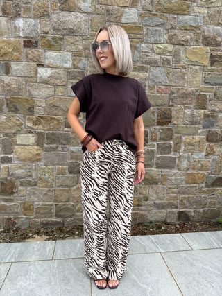 Harper Wide Leg Jeans - Brown Zebra