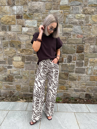 Harper Wide Leg Jeans - Brown Zebra