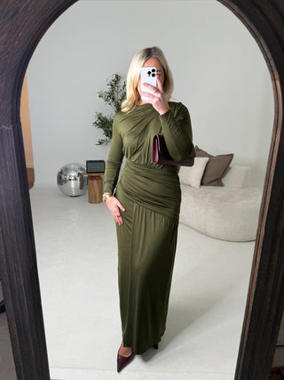 Winja Draped Ankle Dress - Dark Olive