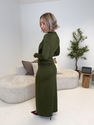 Winja Draped Ankle Dress - Dark Olive