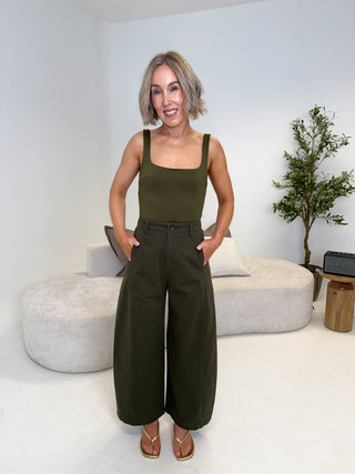 Zoe Barrel Leg Chino - Khaki