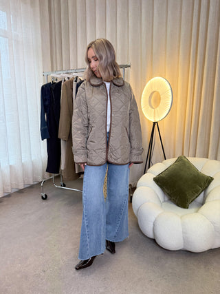 Emily Quilted Short Jacket - Greige