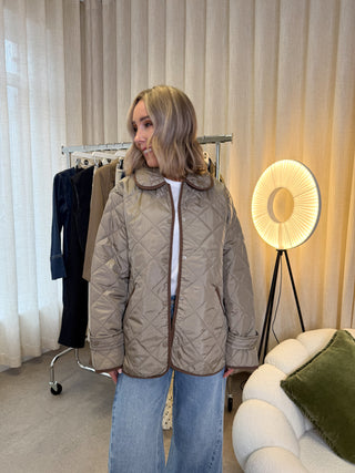 Emily Quilted Short Jacket - Greige