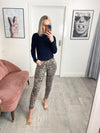 Taya Washed Textured Jeans - Leopard Print