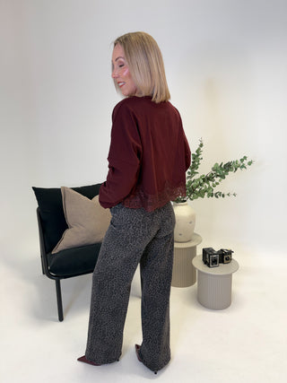 Heidi Long Sleeve Lace Top - Burgundy