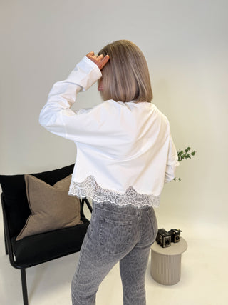 Heidi Long Sleeve Lace Top - White