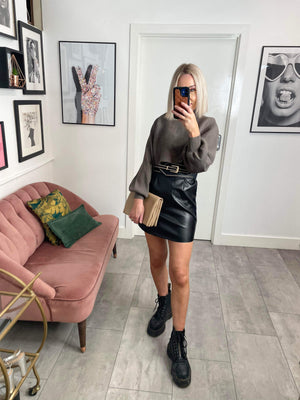 Hill Coated Mini Dress - Black