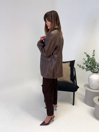 Olive Long Sleeve Jacket - Seal Brown