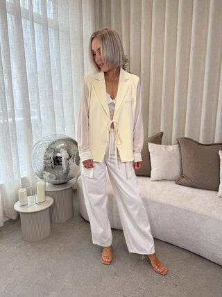 Frankie Mesh Sheer Blazer - Lemon