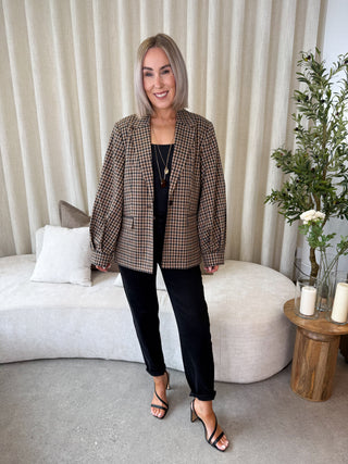 Esmeralda Gingham Blazer - Coffee Bean