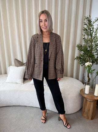 Esmeralda Gingham Blazer - Coffee Bean