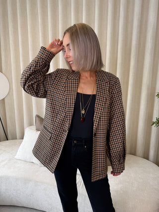 Esmeralda Gingham Blazer - Coffee Bean