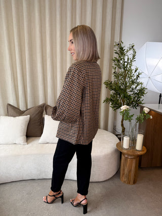 Esmeralda Gingham Blazer - Coffee Bean