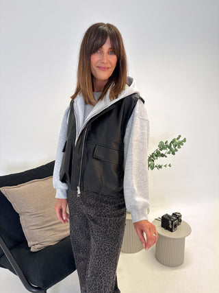 Tori PU Gilet - Black
