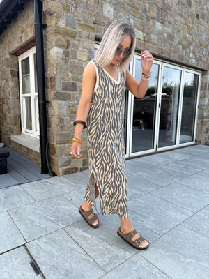 Leon Lurex Sleeveless Dress - Zebra