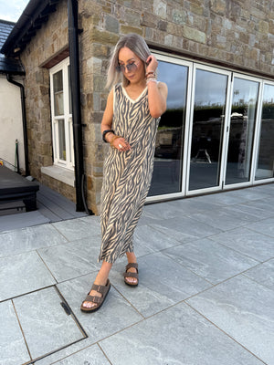 Leon Lurex Sleeveless Dress - Zebra