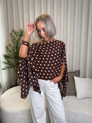 Aria Cape Polka Top 2-in-1 - Brown