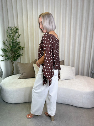 Aria Cape Polka Top 2-in-1 - Brown