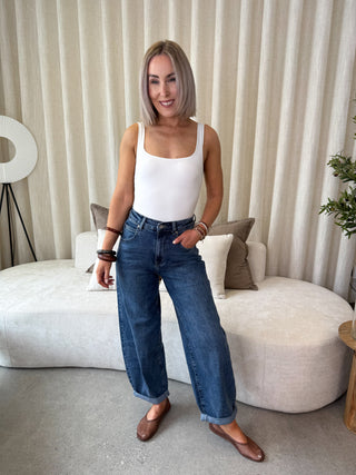 Freya Balloon Jeans - Medium Blue Denim